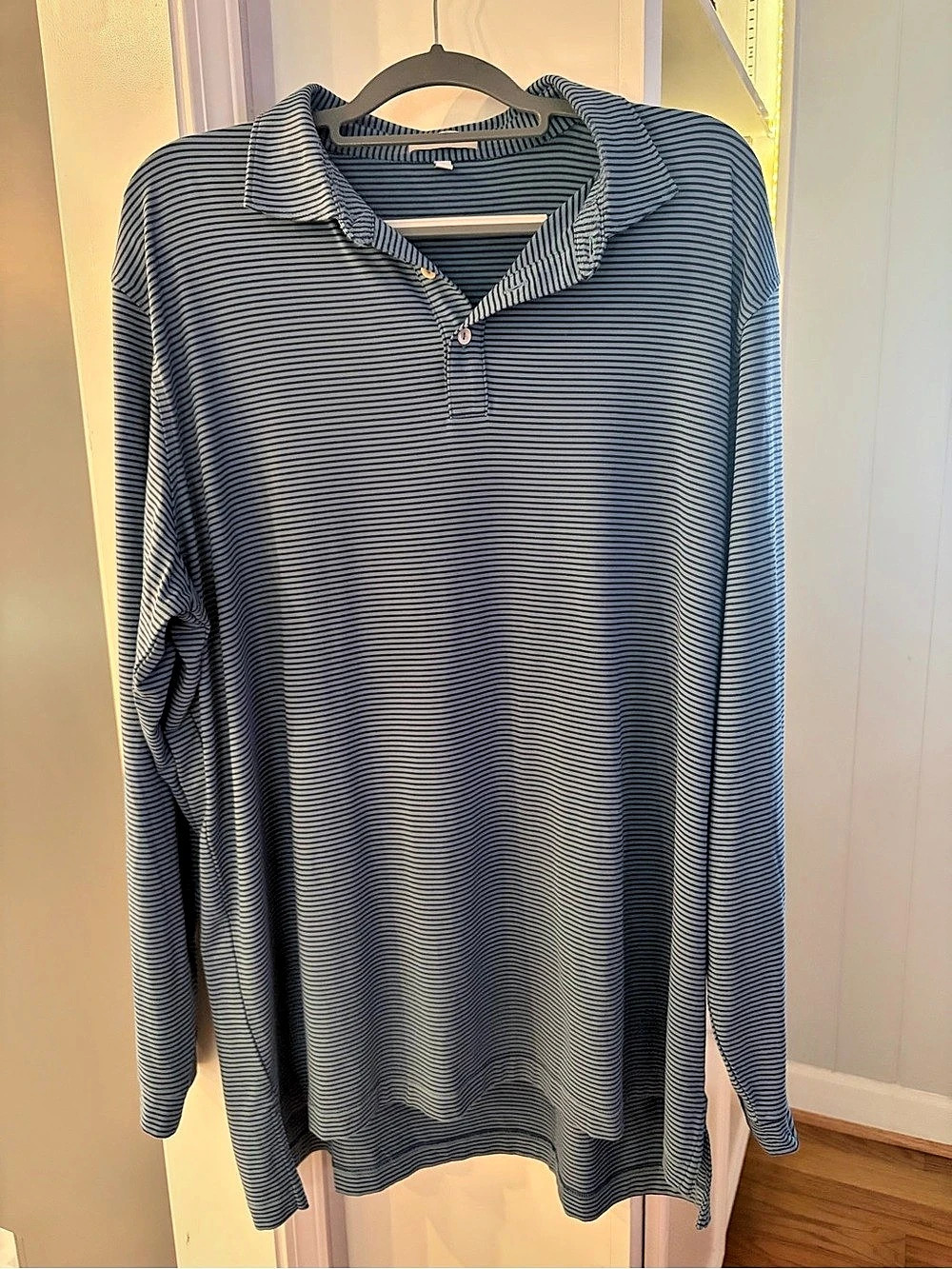 Peter Millar Lyons Stripe Long Sleeve Performance Jersey Polo XXL